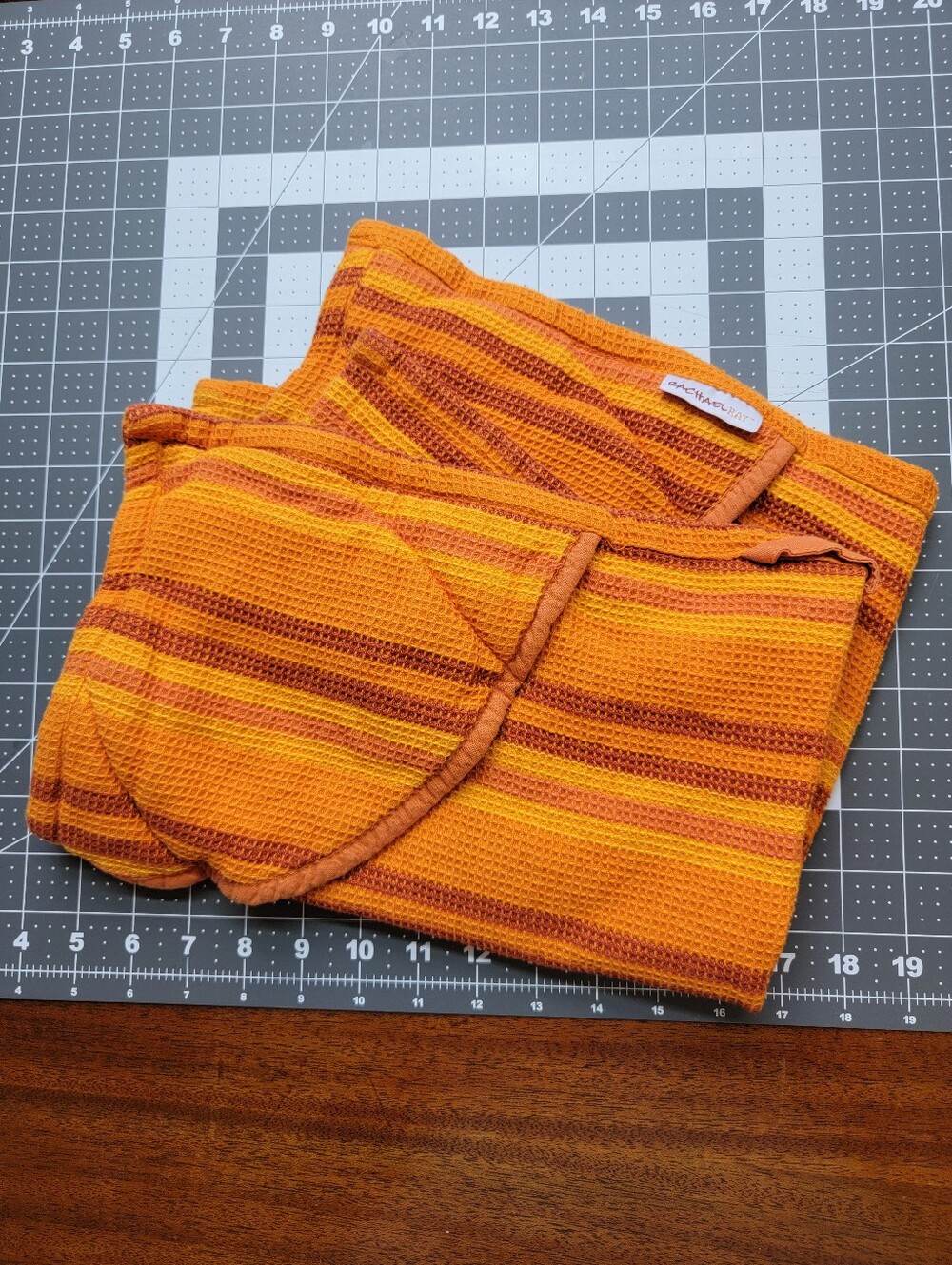 Rachael Ray Orange-stripe 'Moppine' Kitchen-mitt Towel, 16" x 24"